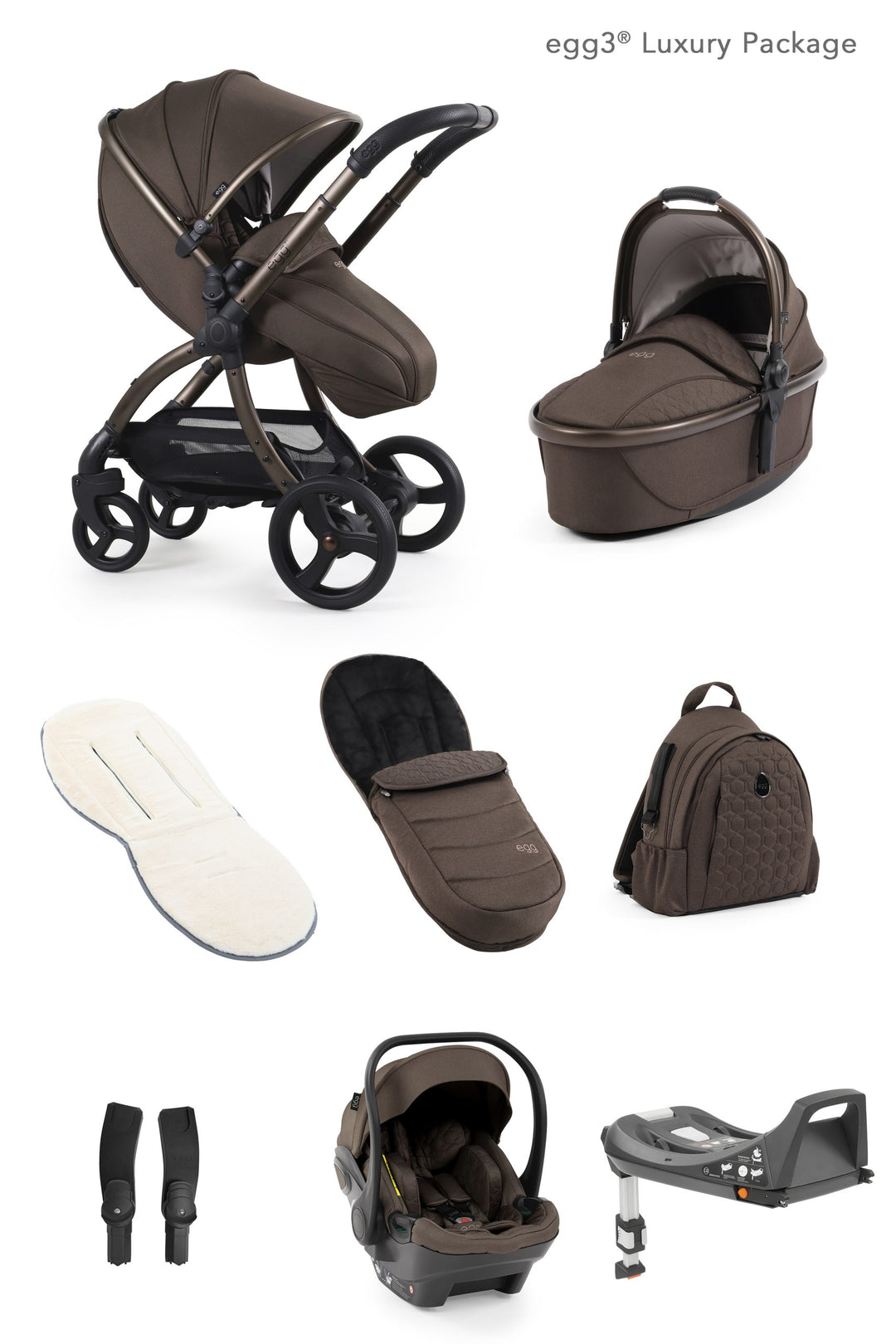 Egg3 Luxury Bundle - Collection Colours with Egg Shell Car Seats