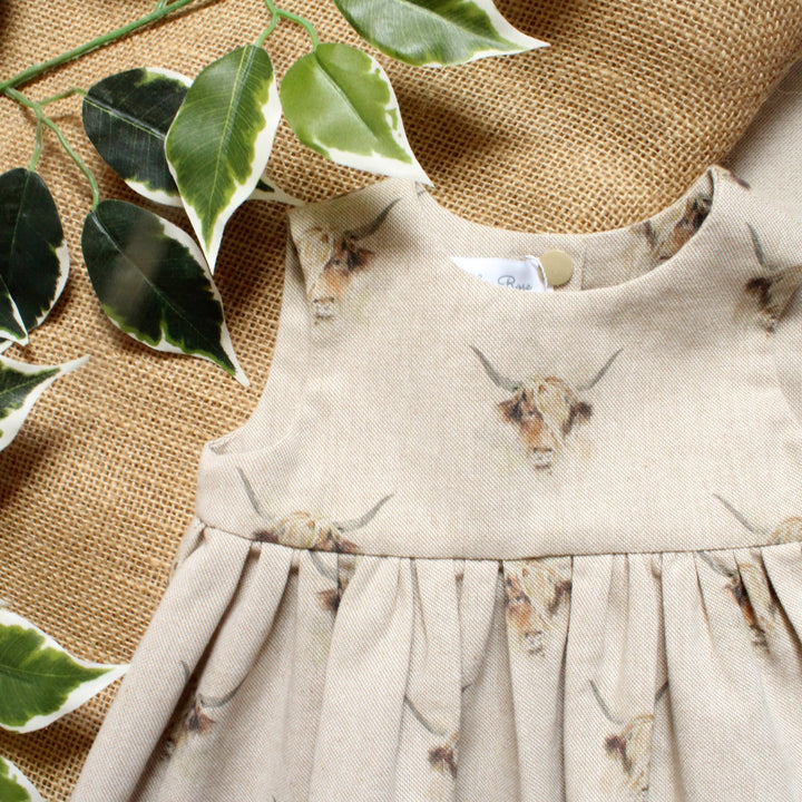 Linen Look Highland Cow Dress