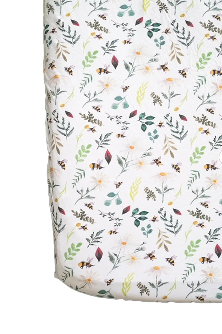 Gilded Bird Wild Bee White Fitted Cot Sheet