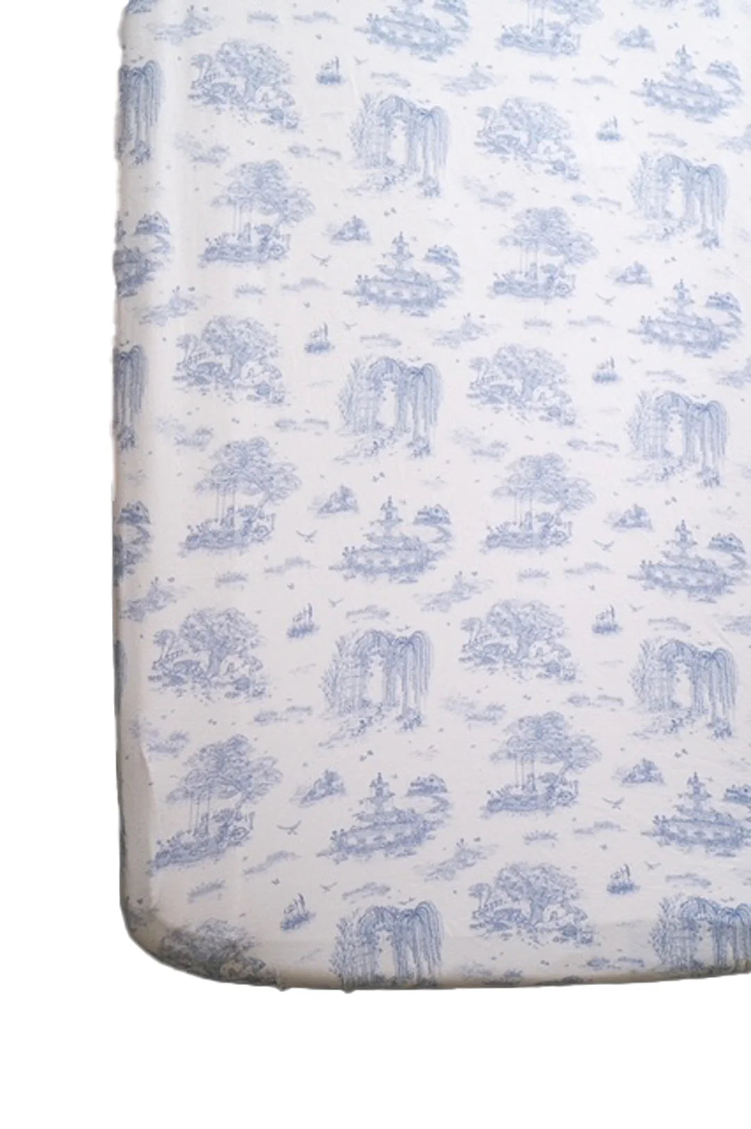 Gilded Bird  Spring Toile Blue Fitted Cot Sheet