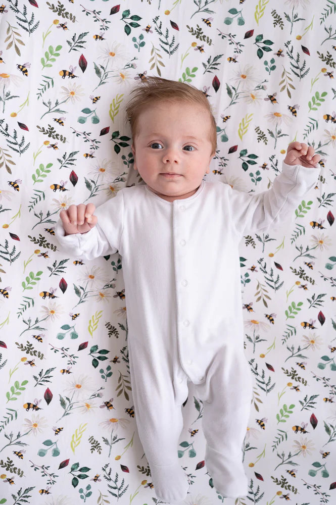 Gilded Bird Wild Bee White Fitted Cot Sheet