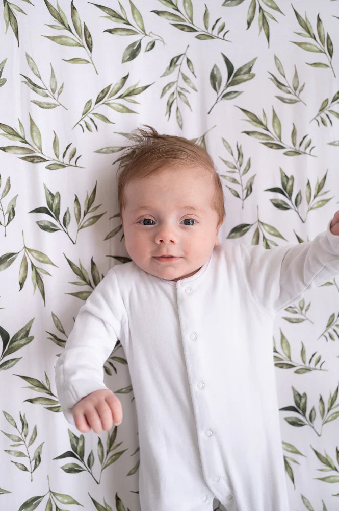 Gilded Bird Linen Leaves Fitted Cot Sheet