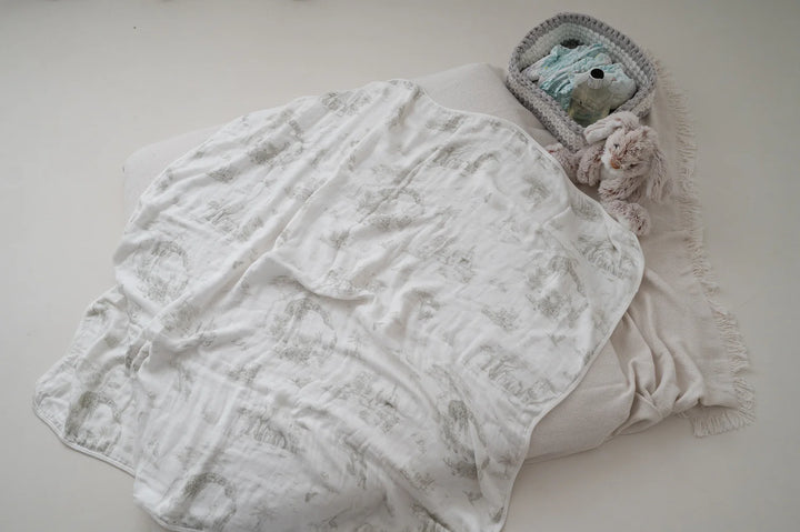 Gilded Bird Safari Toile Bamboo Baby Blanket