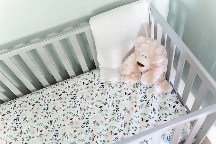 Gilded Bird Wild Bee White Fitted Cot Sheet