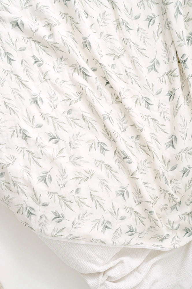 Gilded Bird Linen Leaves Bamboo Baby Blanket