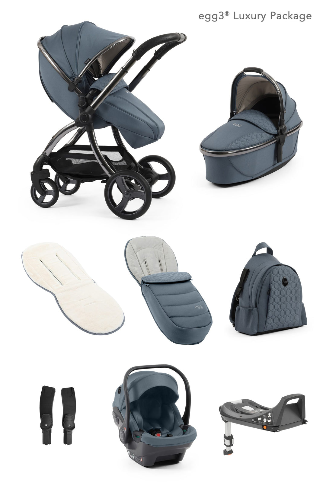 Egg3 Luxury Bundle - Collection Colours with Egg Shell Car Seats