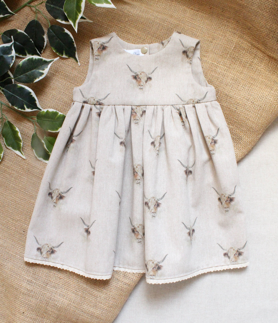 Linen Look Highland Cow Dress